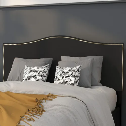 Vista 12 de Flash Furniture Bedford - Cabecero de cama doble tapizado con ribete de uñas en tela beige