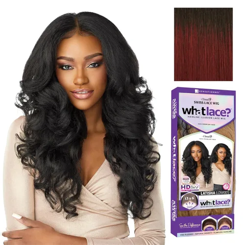 Vista 17 de Sensationnel What Lace Pelucas 13X6 - Latisha Encaje Frontal Atado a Mano Sin Pegamento Sintético con Densidad Natural Línea de Cabello Predepilada