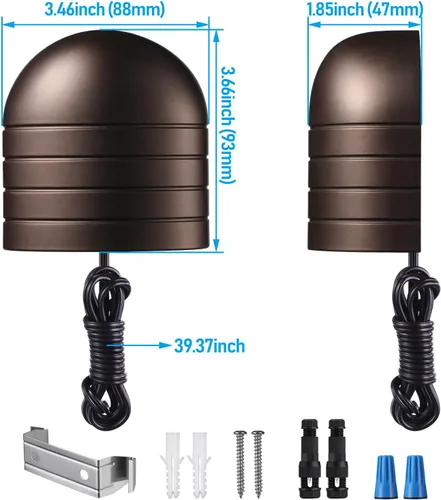 Vista 5 de LEONLITE Paquete de 12 luces LED de bajo voltaje, 250 lúmenes, luces de cerca ultra brillantes, CRI90, luz de valla de barandilla de paisaje