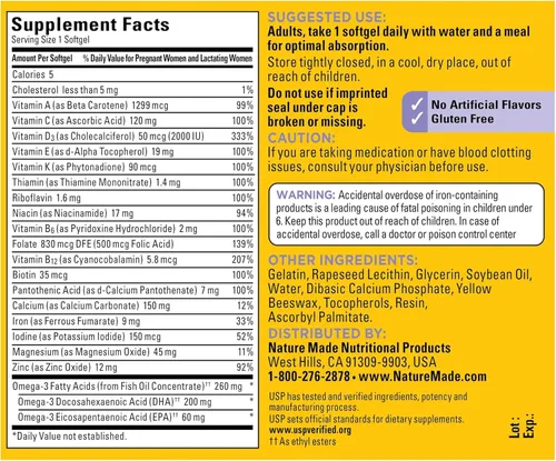 Vista 2 de Suplemento multivitaminico post natal Nature Made Dha, 60 grajeas., 2837, 60, 1, 1