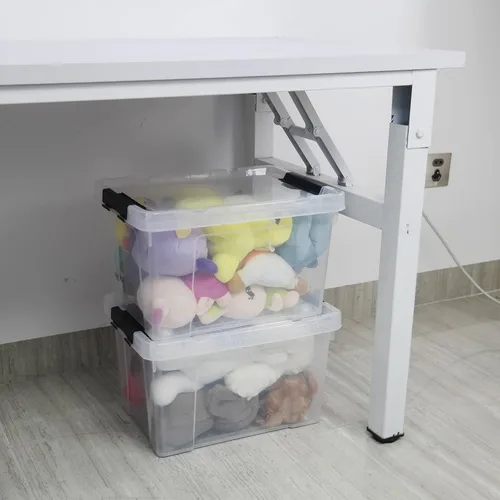 Vista 6 de Pekky Contenedores de almacenamiento transparentes de 22 cuartos de galón con tapa, ruedas y asas de cierre, caja de plástico de almacenamiento