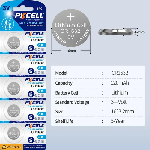 Vista 2 de PKCELL CR 1632 Batería de litio 3V CR1632 Batería (5 unidades (paquete de 1))