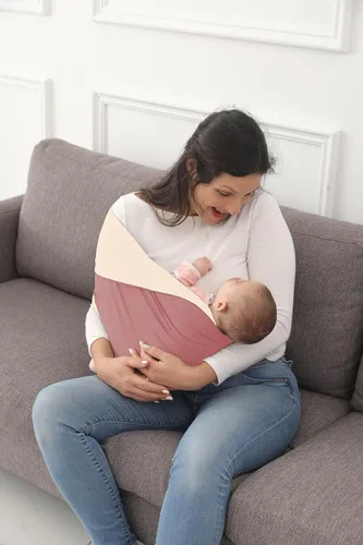 Vista 3 de Portabebés con Fular Reversible, Confortable para Vincular, Suave y Elástico para Bebés y Lactantes, Perfecto Portabebés con Fular para Recién