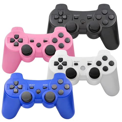PS3 Controller Wireless, Gaming Remote Joystick for Playstation 3 with Charger Cable Cord (Black, Pink, White, Blue)