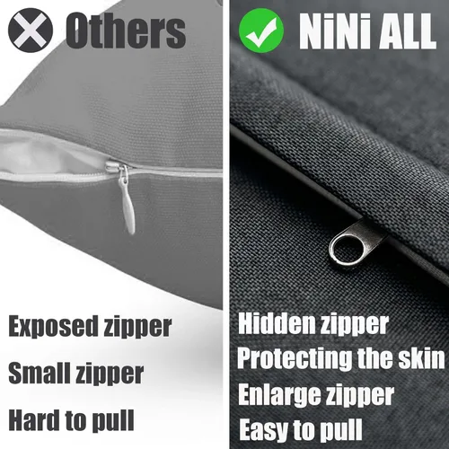 Vista 4 de NiNi ALL Juego de 2 fundas de almohada impermeables para exteriores, decorativas, casa de campo, jardín, fundas de cojín sólidas para patio, tienda