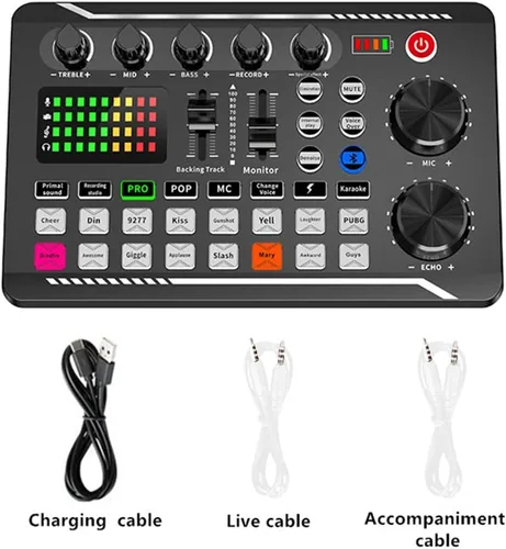 Vista 9 de Tablero de sonidos, tablero de efectos de sonido, placa mezcladora de sonido, tarjeta de sonido compatible con Bluetooth con múltiples efectos