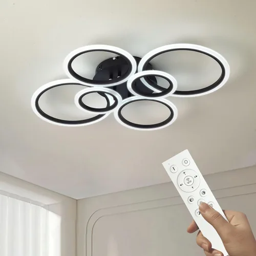 Vista 13 de Moderna lámpara LED de techo de 22 pulgadas, 36 W, 3000 lúmenes, 3000 – 6500 K, regulable con control remoto, lámpara de techo empotrada