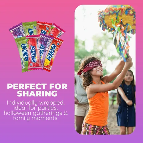 Vista 5 de HI-CHEW Bolsa de Dulces a Granel Surtidos, Manzana Verde, Fresa, Mango, Uva, Dulces Blandos y Masticables 2 libras - Más de 185 Piezas Envueltas