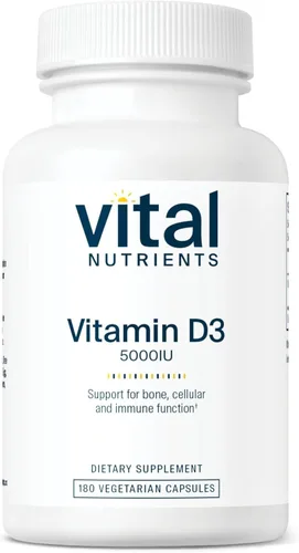 Vista 6 de Vital Nutrients Vitamina D3 5000 UI Suplemento de vitamina D para apoyar la absorción de calcio y la salud ósea Sin gluten, lácteos y soja