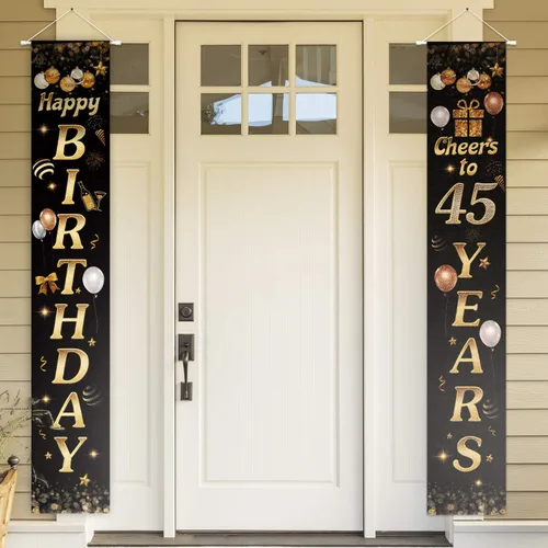 Vista 9 de Cartel de Feliz cumpleaños para la puerta, color negro