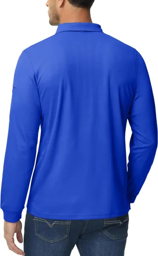 Vista 5 de MAGCOMSEN Camisas polo para hombre, 3 botones, secado rápido, manga larga, tácticas, camisa de golf