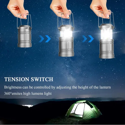 Vista 4 de Linterna LED para campamento, linterna colgante a pilas para acampar al aire libre, cortes de energía de emergencia, paquete de 4
