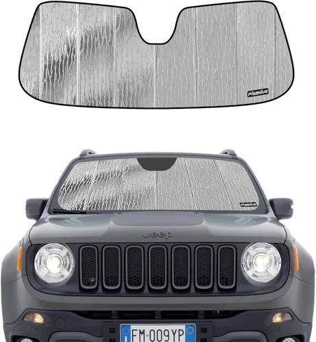 Vista 9 de Pigenius Parasol para parabrisas para Jeep Compass 2009-2017 (Old Body MK), acabado de cuero gris premium
