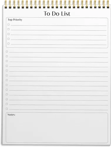 Better Office Products To Do List Notepad, 8.5" x 11", Planning Note Pad, 50 Sheets, Double Wire Spiral, Daily Agenda Productivity Checklist