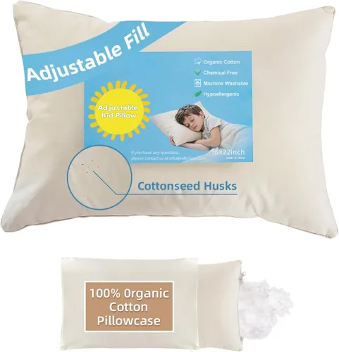 Vista 7 de Almohada orgánica con funda de dibujos animados - 13x18 Almohada ajustable para jóvenes con caja de bafle, almohadas para niños con linda concha