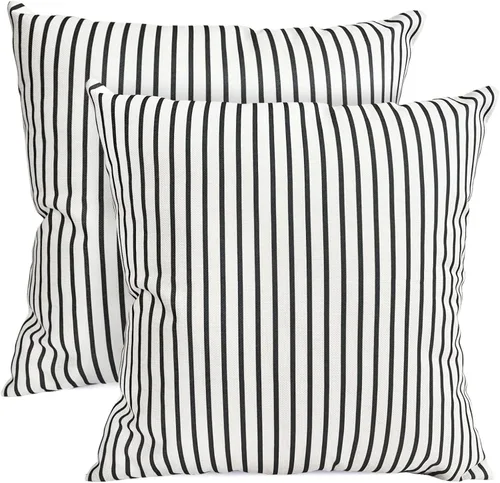 Vista 33 de Juego de 2 fundas de almohada decorativas negras boho 16x16 pulgadas, fundas de almohada de lino modernas estilo bohemia campestre para exteriores