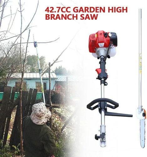 Vista 2 de Sierra de poste de 2 tiempos de 42,7 cc, con barra de extensión, sierra de árbol de largo alcance, sierra de ramas altas, herramientas