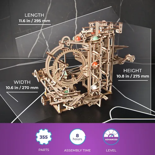 Vista 3 de UGEARS Cadena de Elevación de Carrera de Mármol 3D Rompecabezas de Madera para Adultos - Kits de Modelo de Madera para Modelos de Adultos
