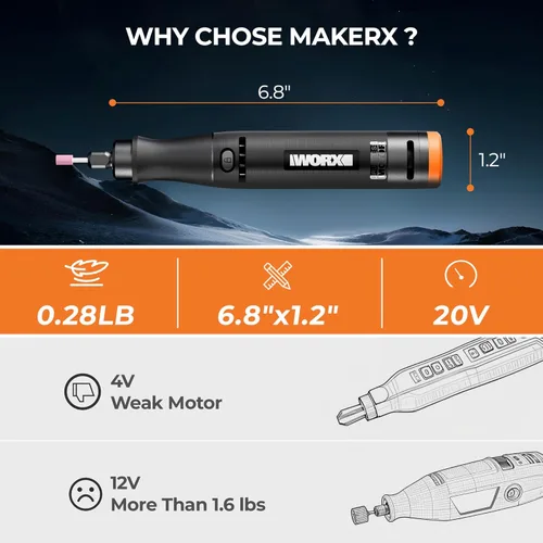 Vista 3 de Kit de herramientas rotativas inalámbricas, herramienta giratoria de 20 V para lijar, tallar, taladrar, grabar, pulir, manualidades con 42