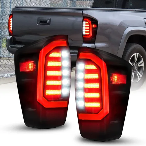AUTOONE 2023 Ensamblaje de Luz Trasera LED Mejorado para Toyota Tacoma con Carcasa Negra y Lente Ahumada, Reemplazo de Lámpara Trasera para Toyota