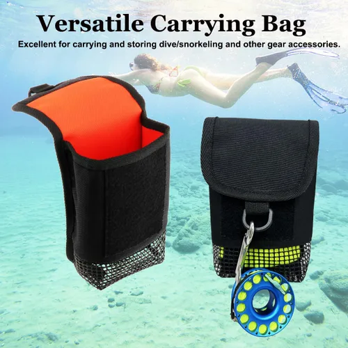 Vista 3 de Bolsa de equipo de buceo, bolsa de seguridad para equipo de malla SMB, carrete de dedo, bolsa de transporte de bolsillo