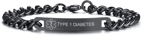 Vista 54 de VNOX Pulsera de identificación de alerta médica, pulsera de emergencia de acero inoxidable para hombre y mujer, 7.2/8/8.4 pulgadas