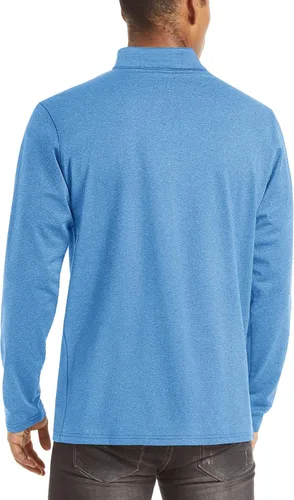 Vista 6 de TACVASEN Sudadera de manga larga con cremallera de un cuarto para hombre, sudadera de golf con cremallera de 14, sudadera térmica con forro polar