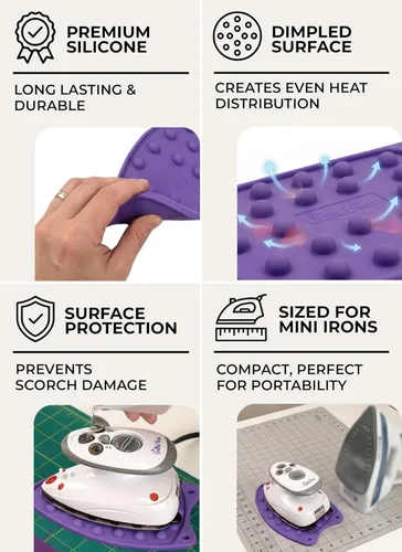 Vista 5 de The Quilted Bear - Reposaplancha Mini de Silicona Resistente al Calor para Manualidades, Costura y Acolchado Sin Estrés - Superficie Duradera y Verde