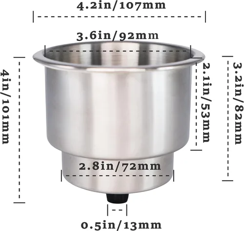 Vista 3 de DNB - Portavasos de acero inoxidable - Insertar soportes para bebidas con drenaje accesorios para barcos marinos