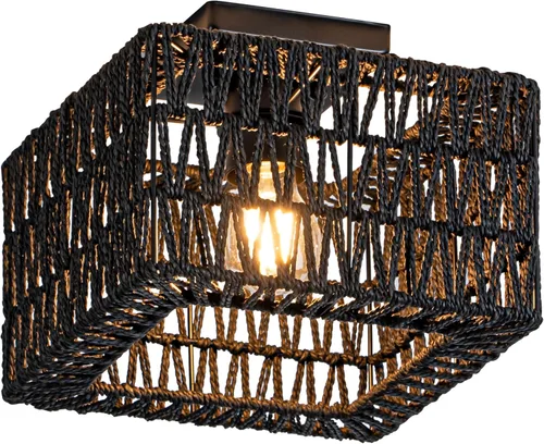 Vista 15 de Rpzloila Lámpara de techo de ratán, lámpara bohemia dorada, lámpara de techo cuadrada de montaje empotrado para dormitorio, pasillo, entrada