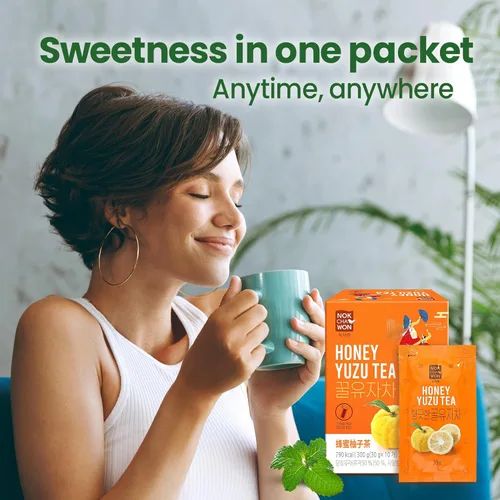 Vista 6 de [Nokchawon] Bolsitas de té de cítricos con miel (Yuzu) - Concentrado líquido de frutas para calmar té caliente y helado Ade - Té cítrico coreano