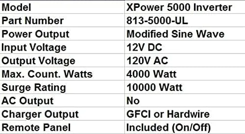 Vista 2 de Nuevo OEM Xantrex 813-5000-UL XPower 5000 12V Inversor de alta potencia, potencia continua máxima de 4000 W, capacidad máxima de sobretensión