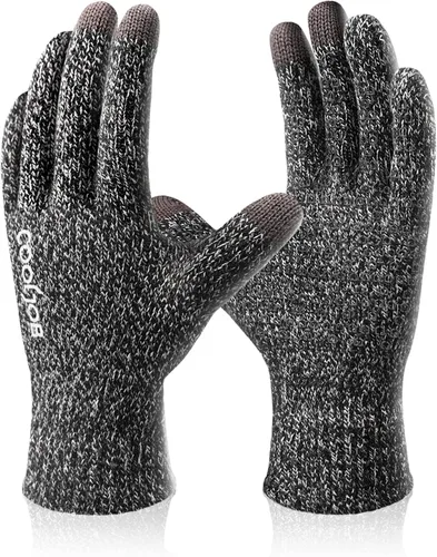 COOLJOB Guantes de invierno de punto polar cálido para hombres y mujeres, dedos de pantalla táctil, agarre de silicona antideslizante y puño elástico