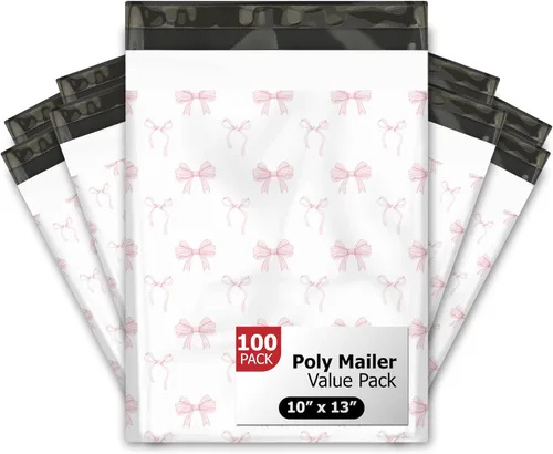 Vista 13 de Sobres de polietileno de diseño de corazón rosa y dorado de 10 x 13 pulgadas (100) para el día de San Valentín, impermeables, autosellantes
