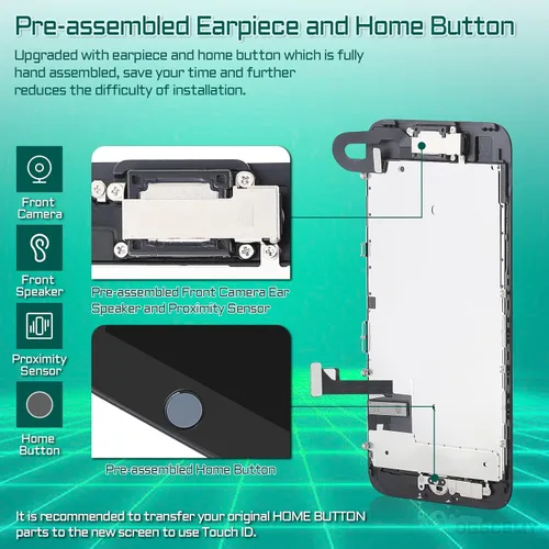 Vista 3 de Para iPhone 7 Reemplazo de pantalla negro 4.7 "con botón de inicio 3D táctil pantalla LCD digitalizador Kit de reparación de montaje completo Cámara