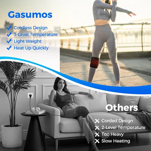 Vista 2 de Rodillera calefactada para rodilla, rodillera calefactada para artritis, vendaje calefactado para rodilla con 3 ajustes de temperatura, batería