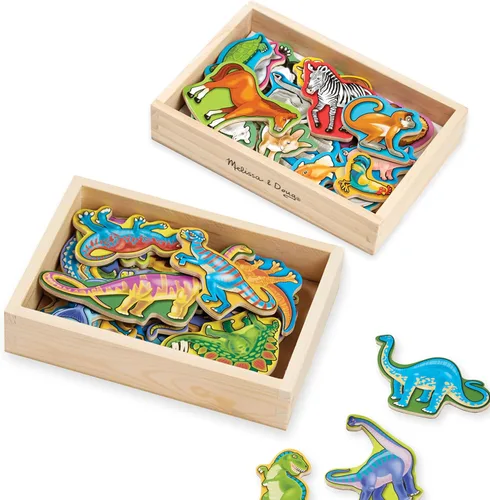 Vista 4 de Melissa & Doug Juego de imanes de madera - Animales y dinosaurios con 40 imanes de madera
