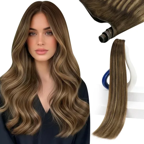 Vista 18 de Sunny Hair Extensiones de Cabello para Coser de Cabello Humano Real Negro Extensiones de Cabello en Trama para Mujeres Cabello Real Extensiones