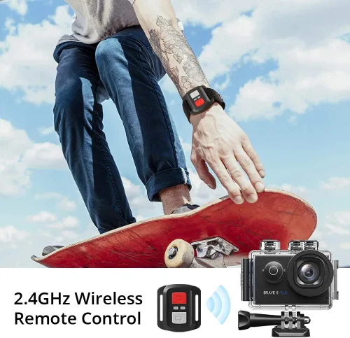 Vista 7 de AKASO Brave 6 Plus Native 4K30FPS 20MP Cámara de acción WiFi con pantalla táctil EIS 4X Zoom Control de voz Control remoto Cámara submarina de 131