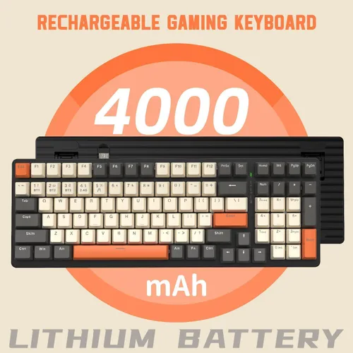 Vista 5 de Teclado mecánico inalámbrico, teclado para juegos de 2.4 GUSB-CBluetooth, intercambiable en caliente, almohadilla numérica eficiente, reposamuñecas