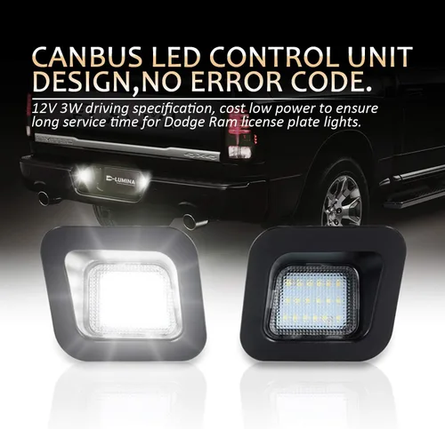 Vista 3 de D-Lumina Conjunto de luces LED para matrícula, lente transparente compatible con Dodge Ram 1500 2500 3500 2003-2018, luz de etiqueta de parachoques