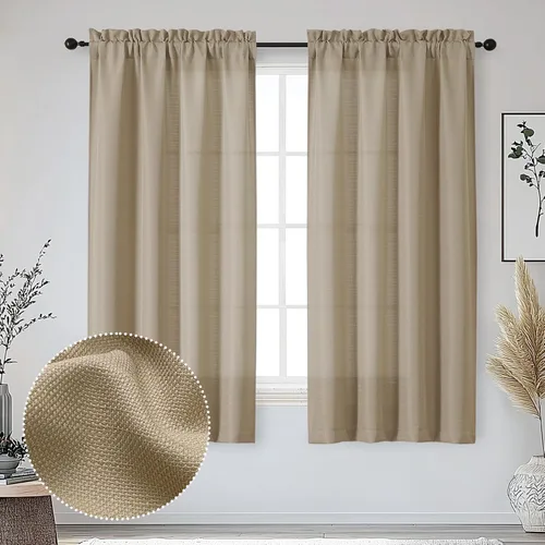 Vista 45 de OWENIE Bob Juego de 2 Paneles de Cortinas Negras de Cocina para Ventanas de 36 Pulgadas de Largo, Cortinas Cortas de Café con Textura de Lino