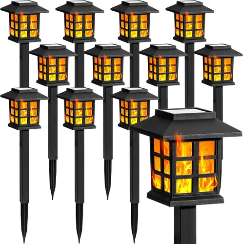 Vista 12 de GIGALUMI Luces solares para exteriores, paquete de 6 luces solares LED impermeables para exteriores, luces solares para pasarela que mantienen 10
