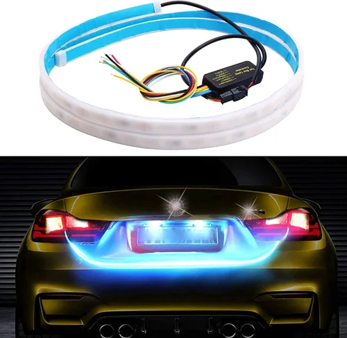 Tira de luces LED para maletero de automóvil, tipo de flujo, azul hielo, rojo, amarillo, blanco, decoración trasera de automóvil, accesorios para