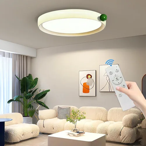 Vista 13 de Lámpara de techo de montaje empotrado de 39 pulgadas, moderna lámpara LED de techo regulable con control remoto, luces de techo negras
