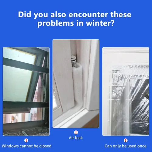 Vista 2 de Kit de aislamiento de ventana de 47 x 63 pulgadas, plástico de ventana para invierno, TPU ajustable con cinta de gancho adecuado para cubierta