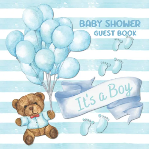 Baby Shower Guest Book It's a Boy Baby Bear Guestbook Watercolor Bear Theme Guest Book for Baby Shower