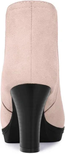 Vista 4 de Allegra K Botines Chelsea con tacón redondo y puntera redonda para mujer