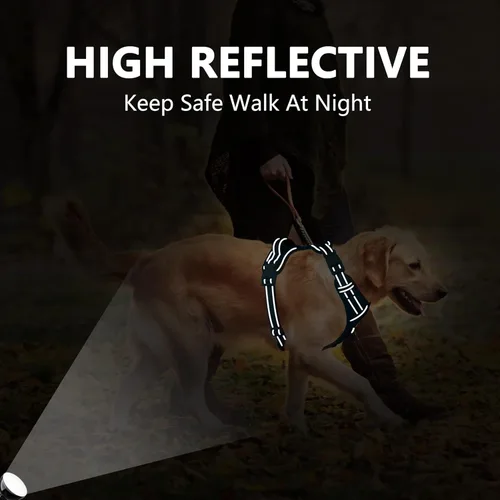 Vista 6 de PoyPet Arnés para perro sin tirones, chaleco reflectante sin estrangulamiento, arnés ajustable para mascotas con mango acolchado de fácil control