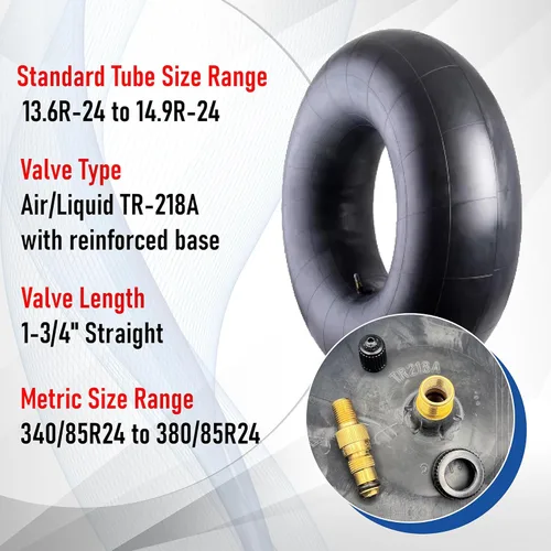 Vista 3 de Tractor de goma Trans Americano/Tubo interno de implementación con vástago de válvula TR-218A (13.6R-24/14.9R-24)